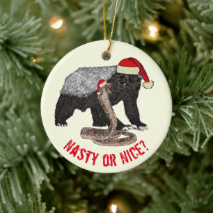 Funny Christmas Honey Badger Badass Santa Ceramic Tree Decoration