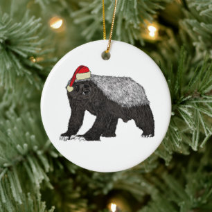Funny Christmas Honey Badger Badass Santa Ceramic Tree Decoration