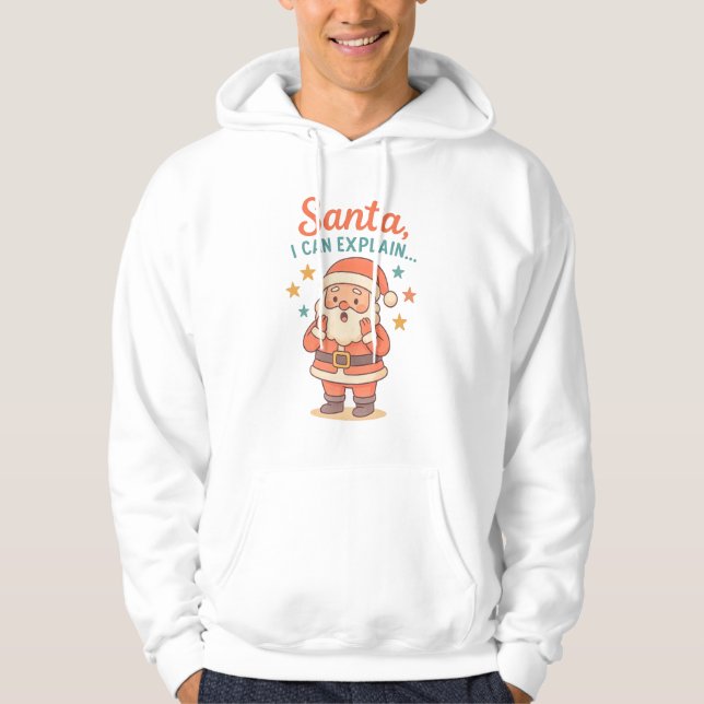Funny Christmas Hoodie for Men Santa,I Can Explain (Front)