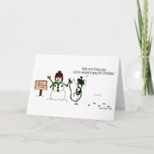 Funny Christmas Horse & Snowman Cartoon Card