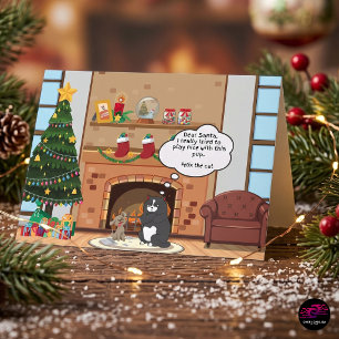 Funny Christmas Humour Bah Hum Cat Holiday Card