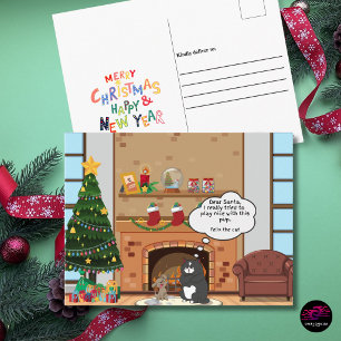 Funny Christmas Humour Bah Hum Cat Holiday Postcar Postcard