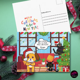 Funny Christmas Humour Bah Hum Dog Holiday Postcard