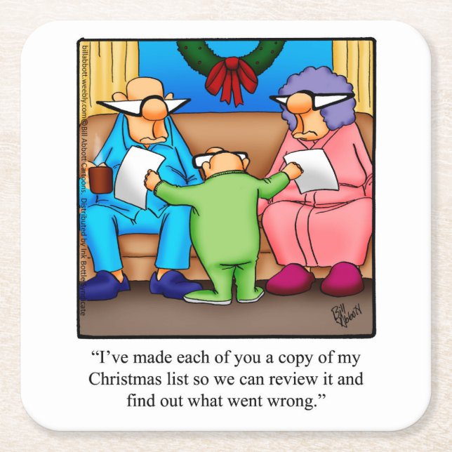 Funny Christmas Humour Paper Coasters (Front)