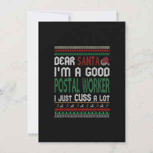 Funny Christmas I'm A Good Postal Worker I Just Cu Invitation