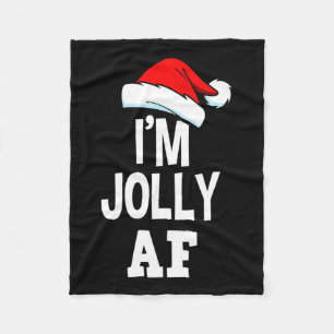 Funny Christmas I'm Jolly Af Tee Cute Santa Men Wo Fleece Blanket