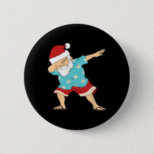 Funny Christmas In July Dabbing Santa Claus Hawaii 6 Cm Round Badge
