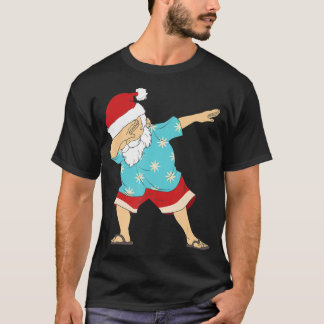 Funny Christmas In July Dabbing Santa Claus Hawaii T-Shirt