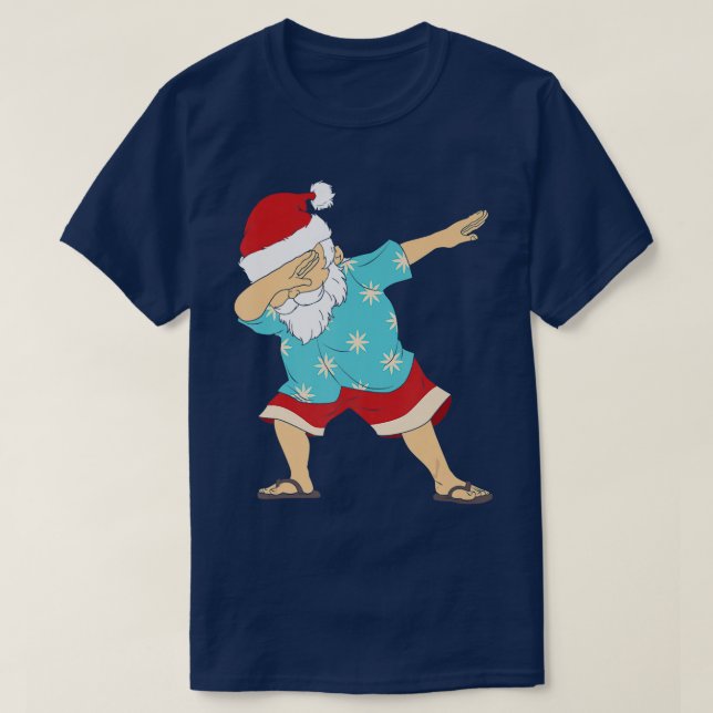 Funny Christmas In July Dabbing Santa Claus Hawaii T-Shirt (Design Front)