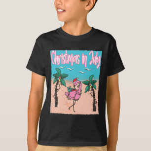 Funny Christmas In July Flamingo Christmas In July T-Shirt