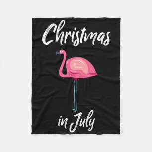 Funny Christmas In July Flamingo Summer Surf X-mas Fleece Blanket