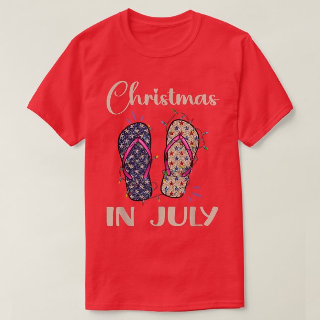 Funny Christmas In July Flip Flops Santa Summer Be T-Shirt (Design Front)
