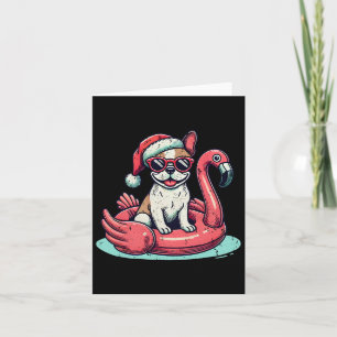 Funny Christmas In July Frenchie Dog Santa Flaming Card