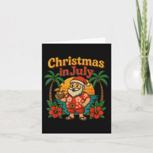 Funny Christmas In July Patriotic Summer Santa Bea Card