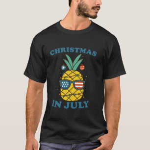 Funny Christmas in July Pineapple USA Summer Beach T-Shirt