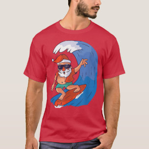 Funny Christmas In July Santa Beach Hat Sunglasses T-Shirt