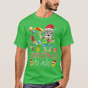 Funny Christmas In July, Santa Hawaiian summer vac T-Shirt