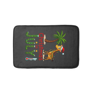 Funny Christmas in July Shirt Santa Giraffe Palm T Bath Mat