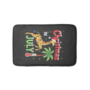 Funny Christmas in July Shirt Santa Giraffe Palm T Bath Mat