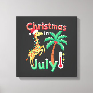 Funny Christmas in July Shirt Santa Giraffe Palm T Canvas Print