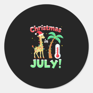 Funny Christmas in July Shirt Santa Giraffe Palm T Classic Round Sticker