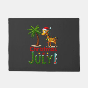Funny Christmas in July Shirt Santa Giraffe Palm T Doormat
