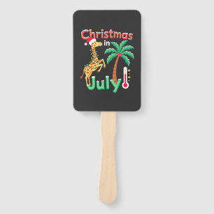 Funny Christmas in July Shirt Santa Giraffe Palm T Hand Fan