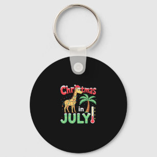 Funny Christmas in July Shirt Santa Giraffe Palm T Key Ring