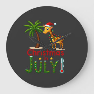 Funny Christmas in July Shirt Santa Giraffe Palm T Large Clock