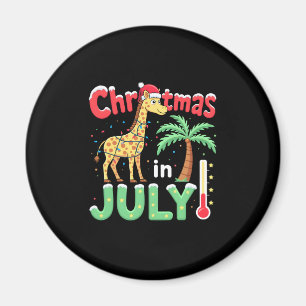 Funny Christmas in July Shirt Santa Giraffe Palm T Magnet