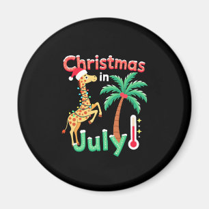 Funny Christmas in July Shirt Santa Giraffe Palm T Magnet