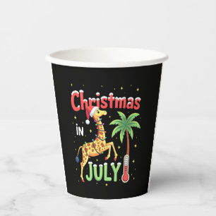 Funny Christmas in July Shirt Santa Giraffe Palm T Paper Cups