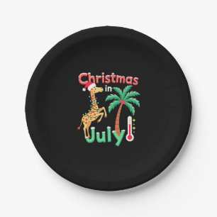 Funny Christmas in July Shirt Santa Giraffe Palm T Paper Plate
