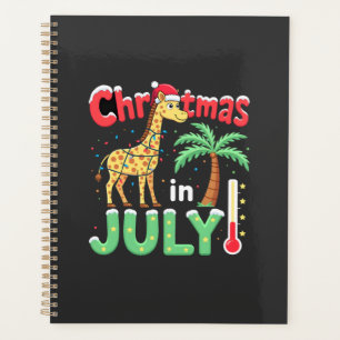 Funny Christmas in July Shirt Santa Giraffe Palm T Planner