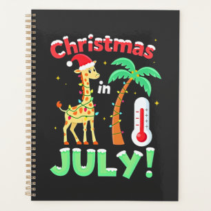 Funny Christmas in July Shirt Santa Giraffe Palm T Planner