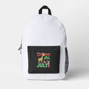 Funny Christmas in July Shirt Santa Giraffe Palm T Printed Backpack