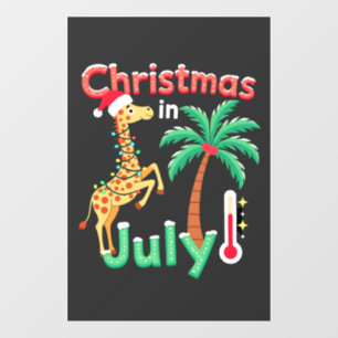 Funny Christmas in July Shirt Santa Giraffe Palm T Window Cling