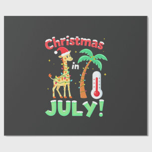 Funny Christmas in July Shirt Santa Giraffe Palm T Wrapping Paper