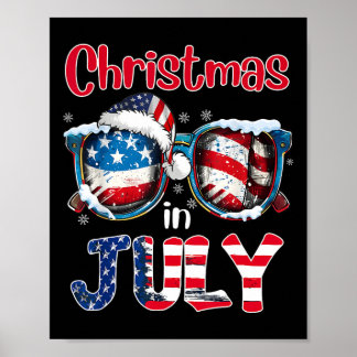 Funny Christmas In July Shirt Summer Beach Vacatio Poster