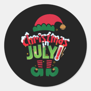 Funny Christmas In July Shirt Summer Elf Santa Xma Classic Round Sticker