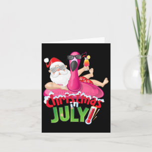 Funny Christmas In July Shirt Summer Flamingo Floa Card