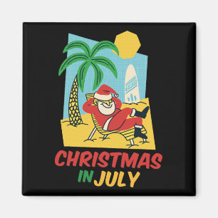 Funny Christmas In July Shirt Summer Santa Beach X Magnet