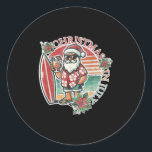 Funny Christmas In July Shirt Summer Santa Surfing Classic Round Sticker<br><div class="desc">Funny Christmas In July Shirt Summer Santa Surfing Xmas</div>