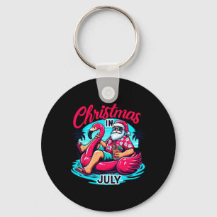 Funny Christmas In July Shirt Summer Vacation Gift Key Ring