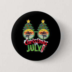 Funny Christmas In July Shirt Summer Xmas Tree Sun 6 Cm Round Badge