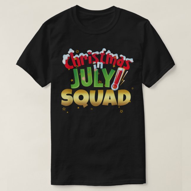 Funny Christmas in July Squad  Summer Group Santa  T-Shirt (Design Front)