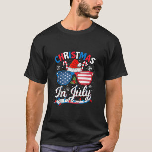 Funny Christmas In July Summer Beach Hawaii Santa  T-Shirt