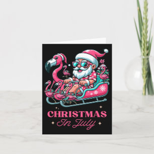 Funny Christmas In July Summer Santa Flamingo Slei Card