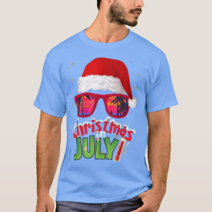 Funny Christmas in July Summer Santa Sunglasses X T-Shirt