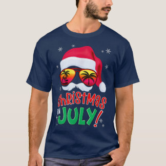 Funny Christmas In July Summer Santa Sunglasses Xm T-Shirt